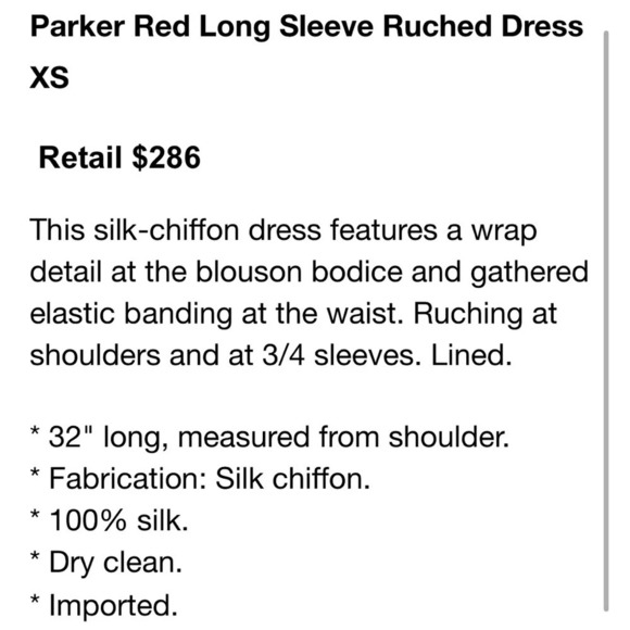 Parker Ruched Sleeve Red Dress - Picture 11 of 11